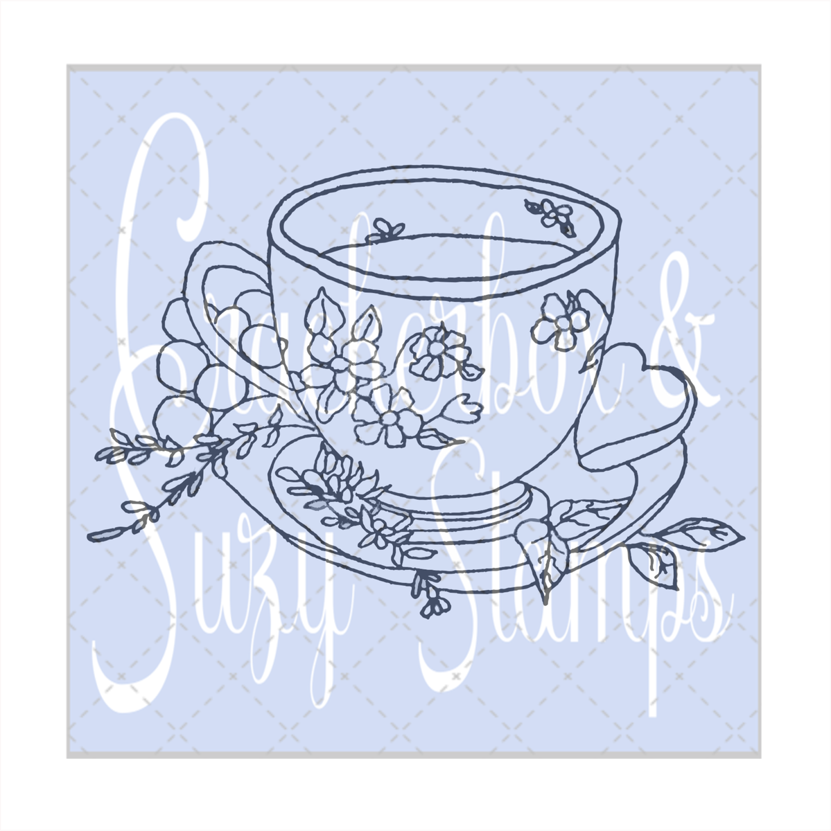 Cup with Flowers Stamp